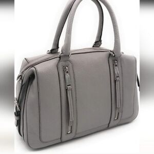 Michael Kors Julia Large Leather Satchel Handbag - Pearl Grey